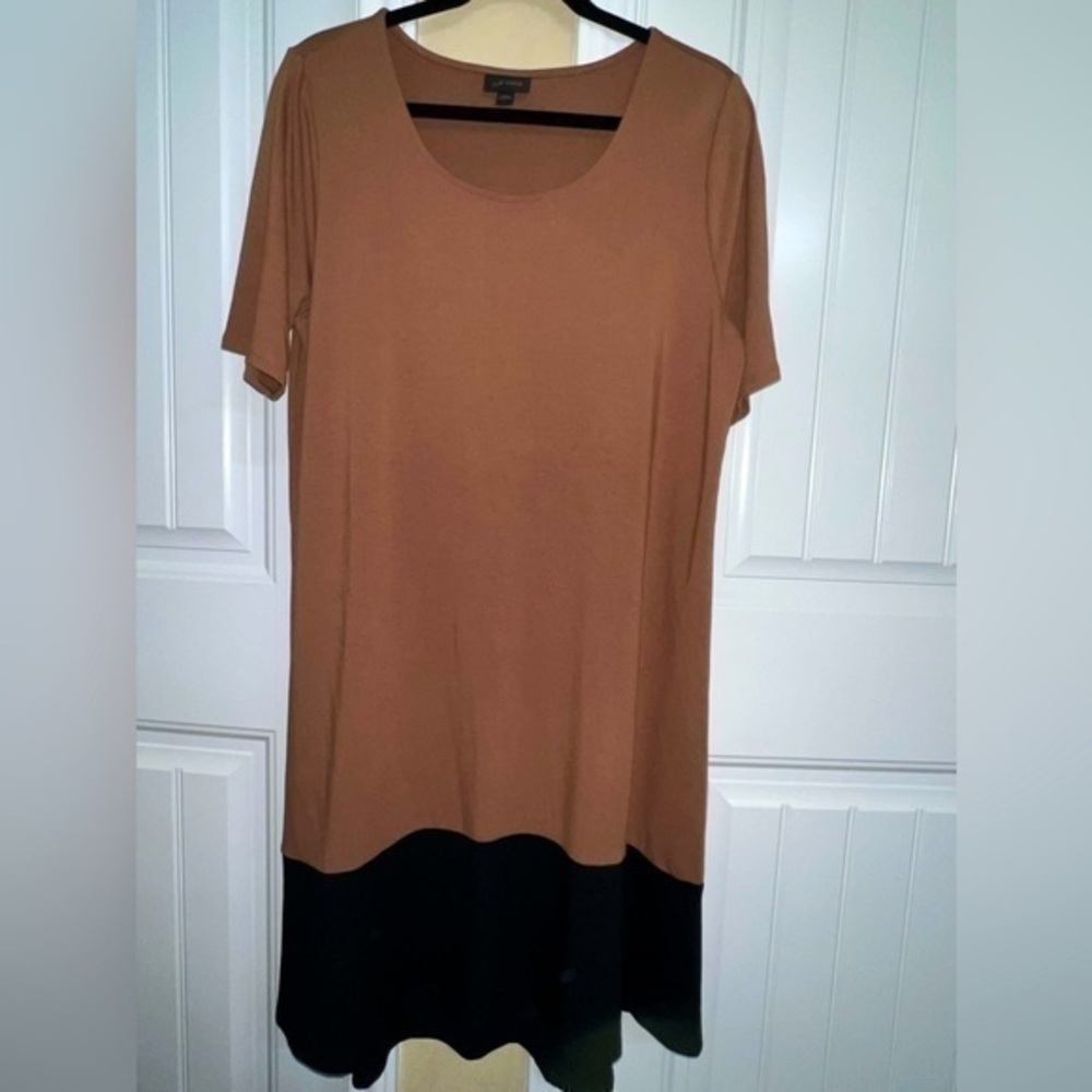 J. Jill Wearever Collection Brown Colorblock Casual Midi Dress